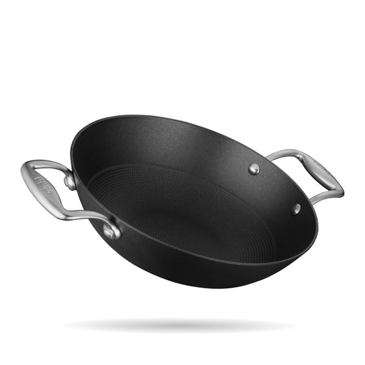 Stahl Blacksmith Hybrid Enamelled Cast Iron Kadhai, 1.3 L, 20 cm, Rust Proof Kadai for Cooking, Light Weight Cast Iron, Induction & Gas Stove Compatible