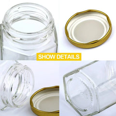Hexagon Shape Glass Jar 100 ml | Stylish Storage Container for Spices, Honey & Dry Fruits