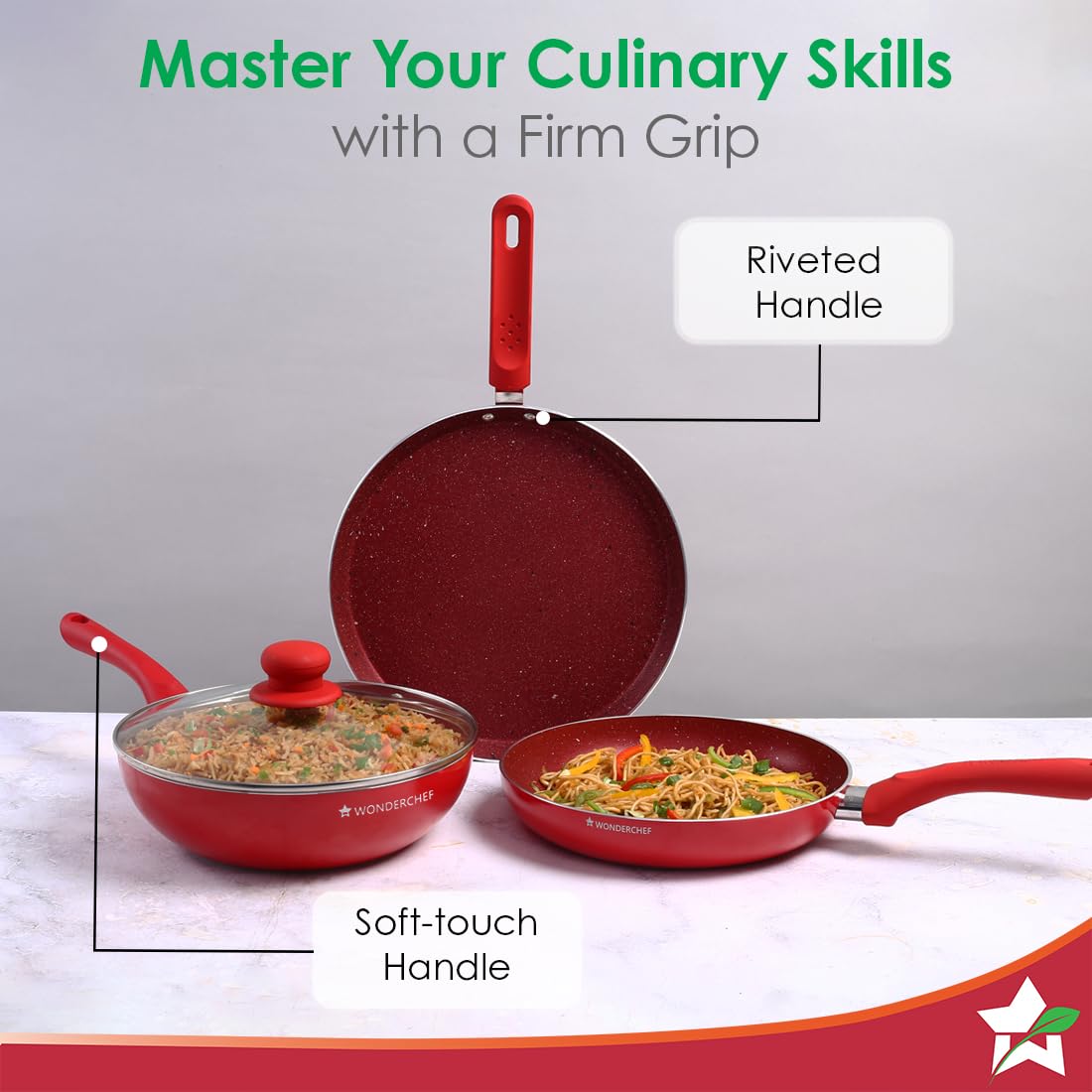 Wonderchef Royal Velvet 4-Piece Cookware Set | Red, Induction Ready