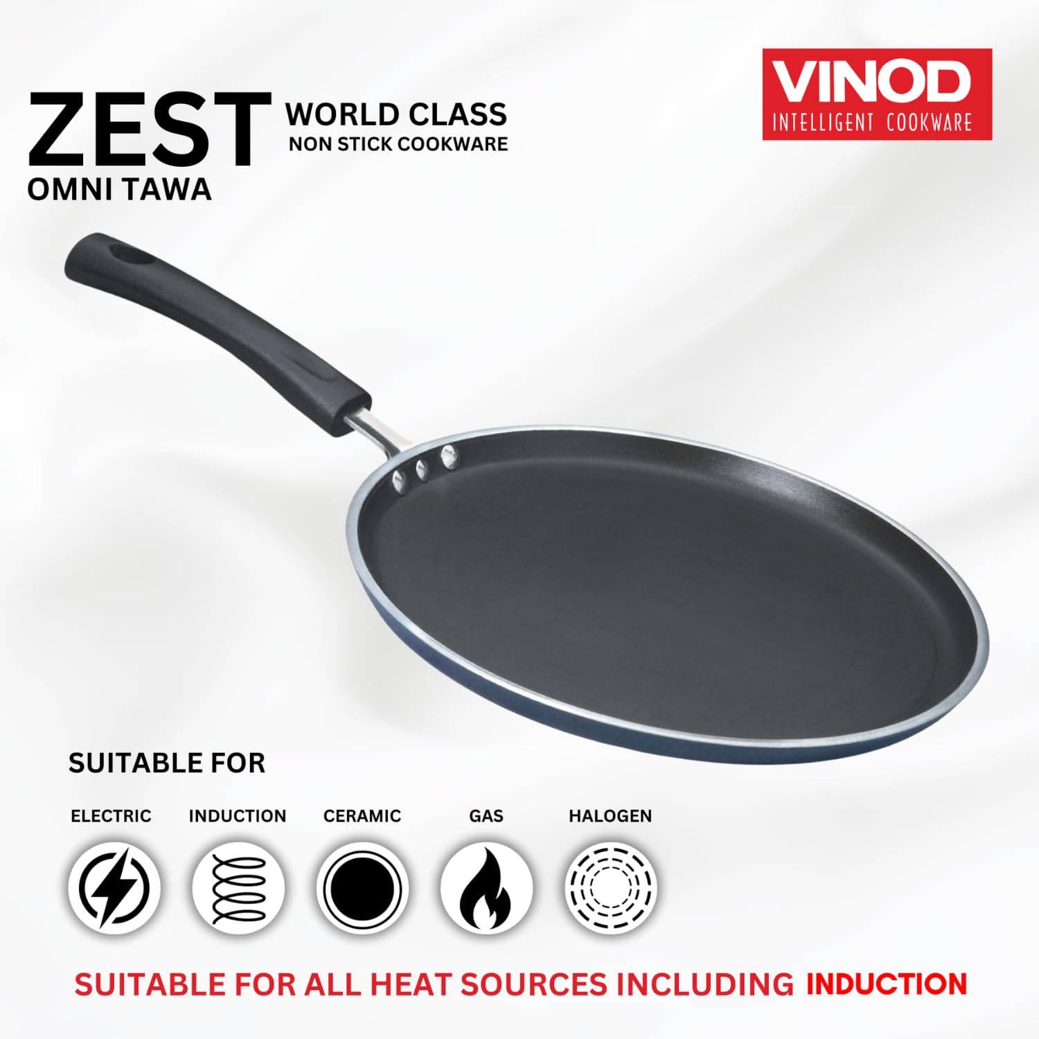 Vinod Zest 28cm Non Stick Dosa Tawa | 5mm Thick Ceramic Coating
