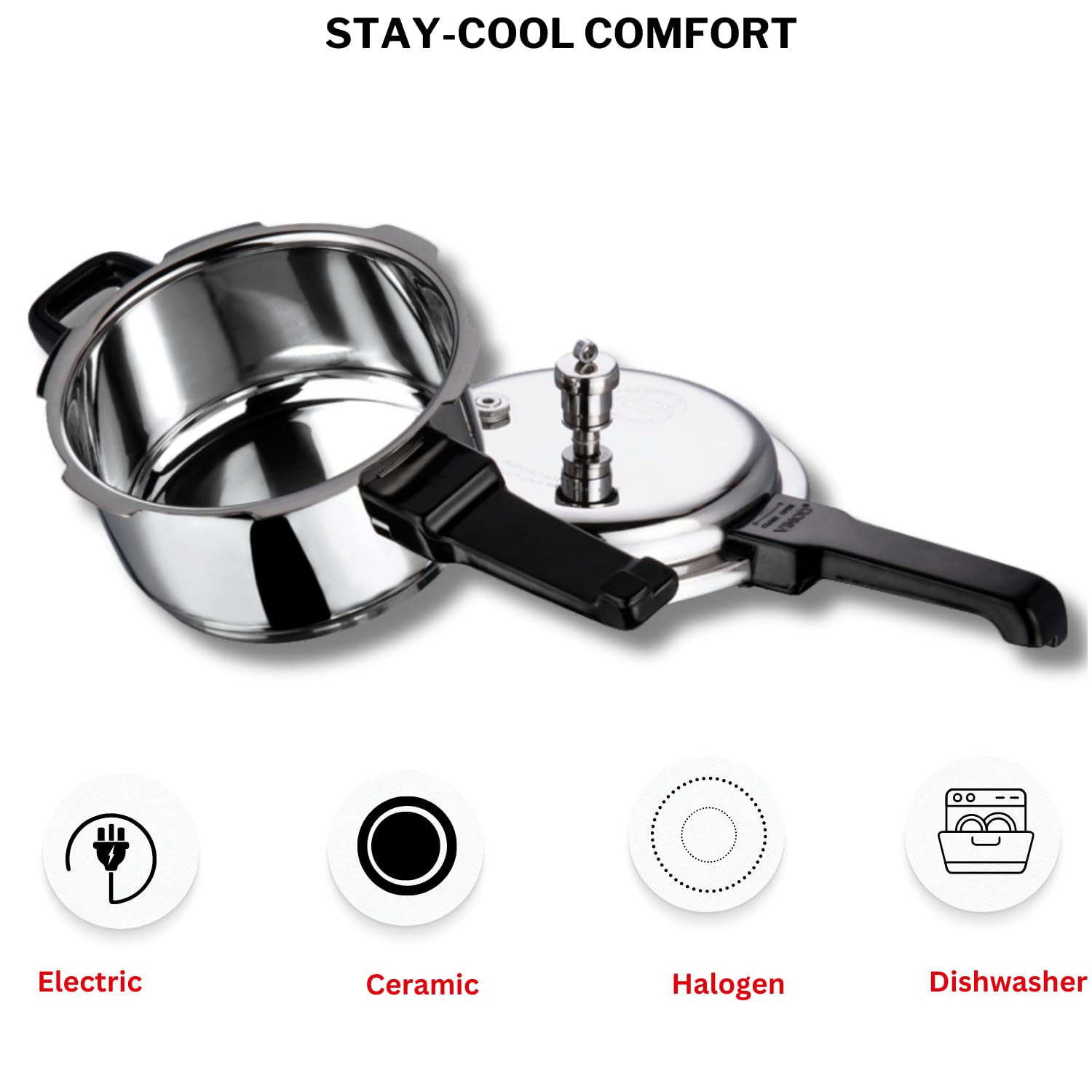 Vinod 5L Stainless Steel Cooker | Sandwich Bottom, Induction