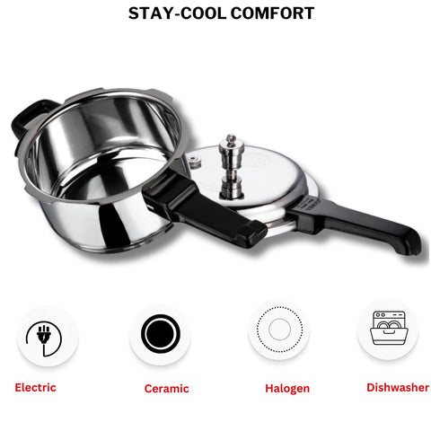 Vinod 5L Stainless Steel Cooker | Sandwich Bottom, Induction