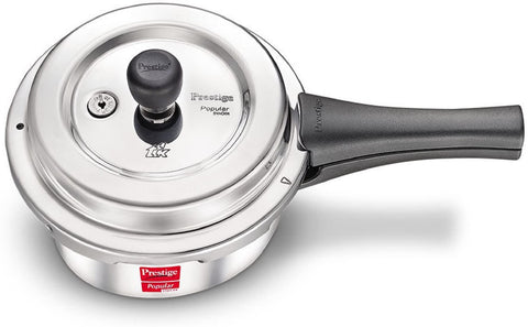 Prestige 2 Litre Aluminium Popular Svachh Outerlid Pressure Cooker|Deep Lid for spillage Control|Virgin Aluminium|Gas Compatible|Controlled Gasket Release System|5 years warranty|ISI Certified