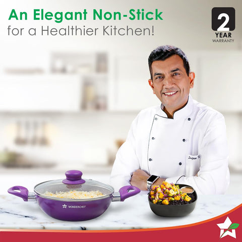 Wonderchef Royal Velvet 24cm Kadhai with Lid | Induction Ready