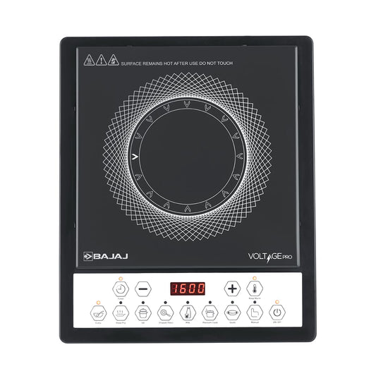 Bajaj ICX 160TS Neo Induction Stove | 1600 Watts | 9 Pre-Set Menus | Digital Display | Keep Warm Function | Variable Time, Power & Temperature Selection | 1 Yr Warranty 【Black】