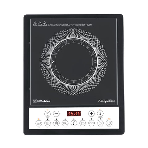 Bajaj ICX 160TS Neo Induction Stove | 1600 Watts | 9 Pre-Set Menus | Digital Display | Keep Warm Function | Variable Time, Power & Temperature Selection | 1 Yr Warranty 【Black】