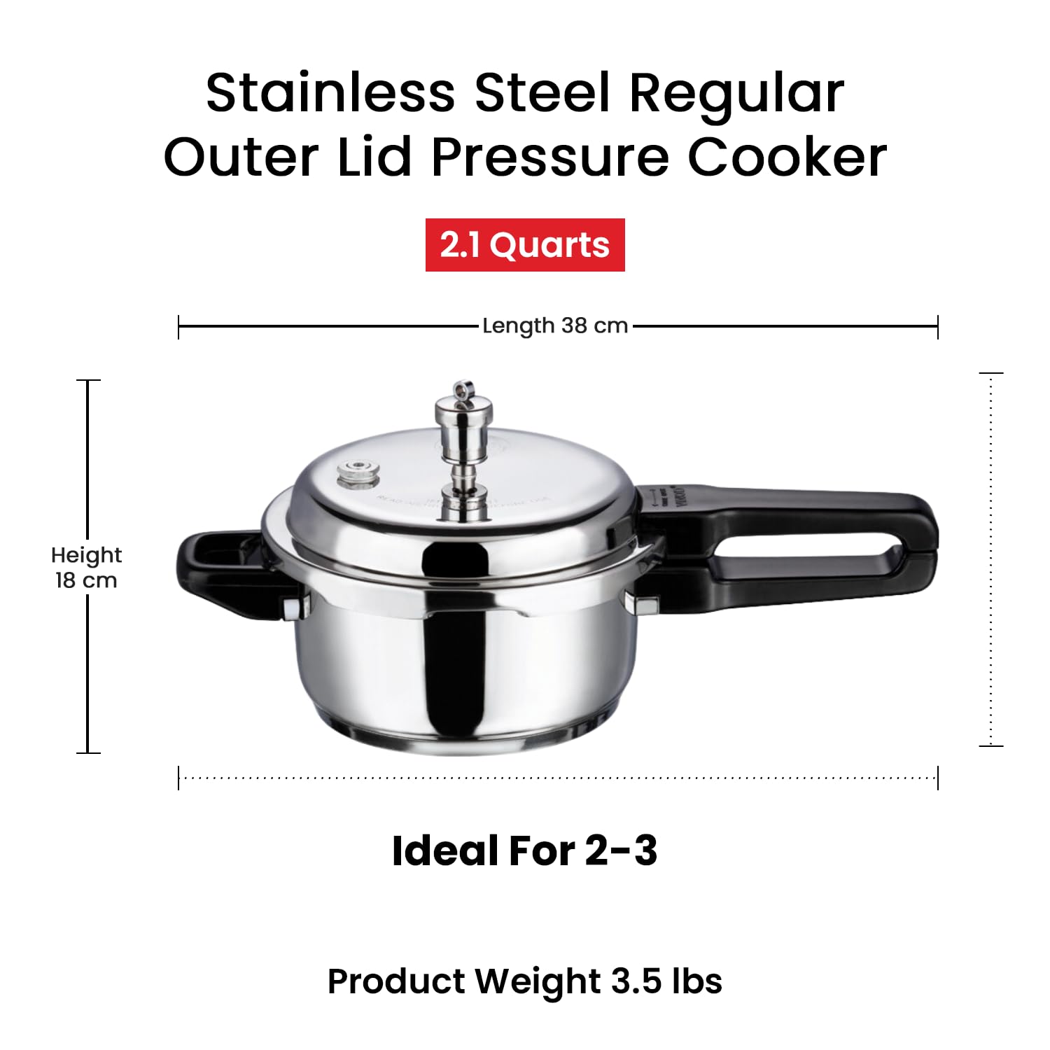 Vinod 2L Stainless Steel Cooker | Sandwich Bottom, Induction
