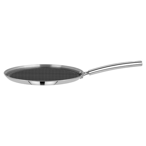 CDM SOLITAIRE Prizm Honey Comb Triply Stainless Steel Dosa Tawa - 28 cm | 2.5 mm Thick | Hexa Design | Metal Spoon Friendly | Riveted Handle | Gas, Induction Base | 5-Year Warranty