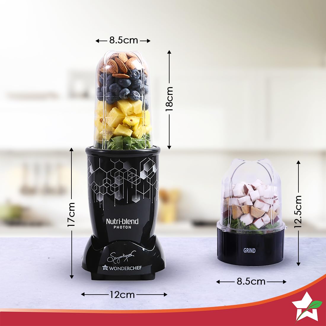 Wonderchef Nutri-blend 400W Mixer Grinder | 3 Jars, 22,000 RPM, Black