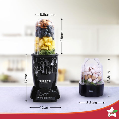 Wonderchef Nutri-blend 400W Mixer Grinder | 3 Jars, 22,000 RPM, Black
