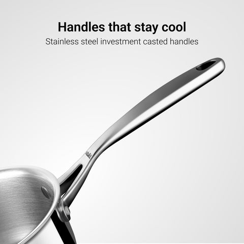 Stahl Artisan Triply 1L, 14cm Stainless Steel Tea Pan with Lid | Triply Sauce Pan | Induction & Gas Stove Compatible Milk Pan