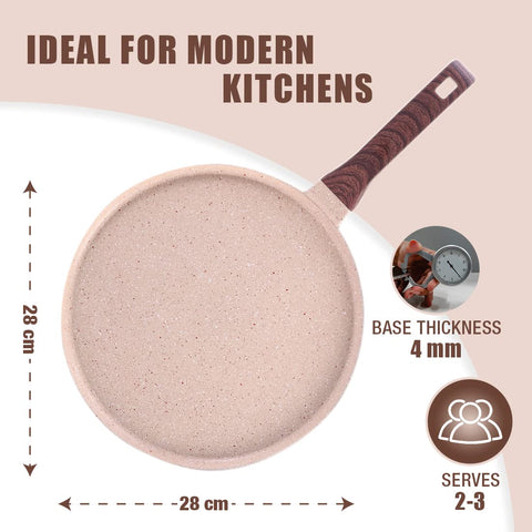 Wonderchef Duralife 28 cm Die-Cast Non-Stick Dosa Tawa – Ivory