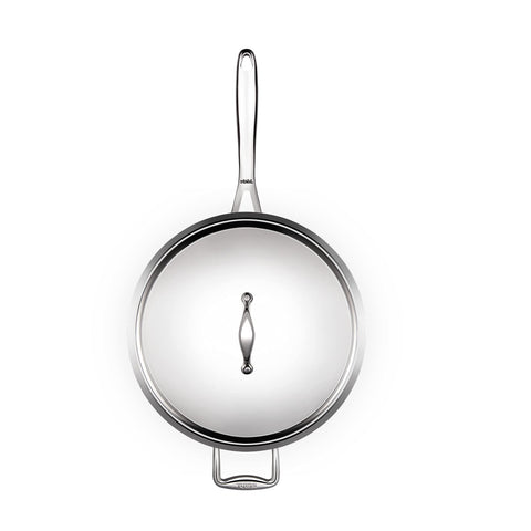 Stahl Triply Stainless Steel Artisan Hybrid Deep Frypan with Lid, 6722, 22cm, 1-Piece, Silver