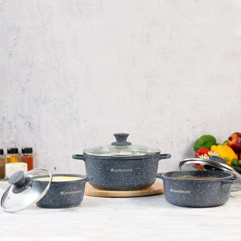 Wonderchef Granite 6-Piece Non-Stick Casserole Set  Induction-Friendly