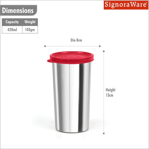 SignoraWare Stainless Steel Tumbler With Lid | Easy to carry | Airtight | Grip & Comfort | Best for Hiking & Travelling | Gym & Fitness | Useful for Office, Workspace & Outgoings ( 420 ml | Red )