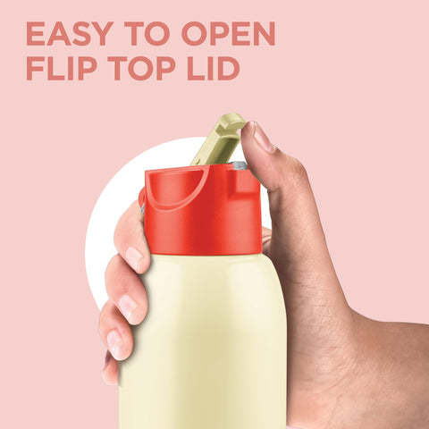 Milton Steel Swag 900 Inner Stainless Steel PU Insulated Sipper Water Bottle for Adults, Kids I Leak Proof Flip Top Lid I Easy to Carry I for Office, Gym, School, 690 ml, Ivory