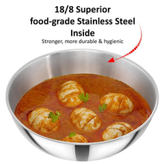 Hawkins Kitchen Gift Pack 2024, Set of 1.5 Litre, 2 Litre and 2.5 Litre Triply Stainless Steel Metro Kadhai, Tasla, Kadai, Silver (24STGP)