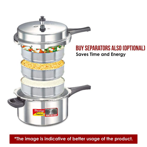 Prestige Popular Plus Induction Base Outer Lid Aluminium Pressure Cooker, 5.5 Litres, Silver, 5.5 Liter