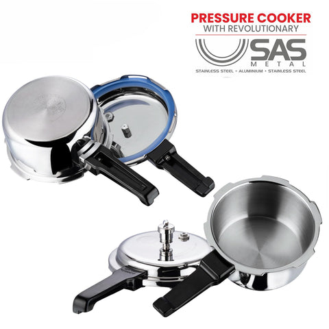 Vinod Platinum 2L Triply Stainless Steel Cooker | Outer Lid, ISI