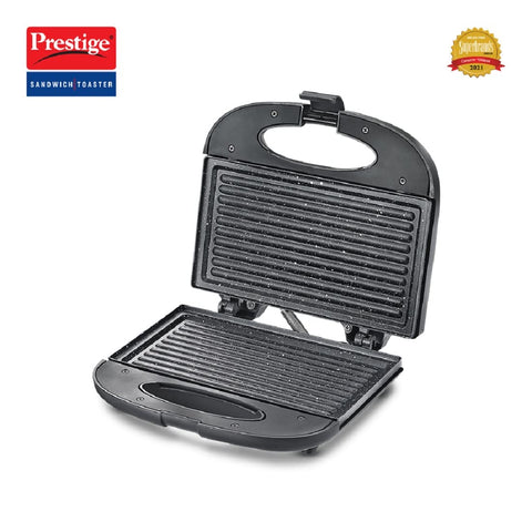 Prestige PGFSP - Spatter Coated Non-stick Sandwich Toasters With fixed Grill Plate, Black