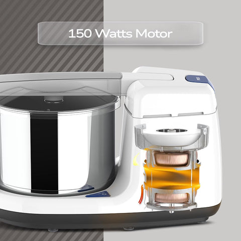 Ultra BIGG+ 2.5 Litre Table Top Wet Grinder -White | Fast Grinding Conical Stones, 150W Motor & 5 Years Warranty | AISI 304 Food-Grade SS Multi Utility Cylindrical Drum, CE Certified