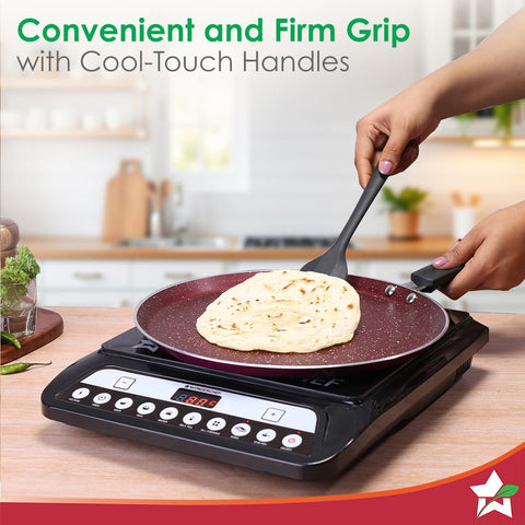 Wonderchef Bandhan Non-Stick Cookware 4 Pc. Set | Fry Pan, Dosa Tawa, Kadhai with Glass Lid | Healthy, Low Oil Meals | Scratch-Resistant | Gas & Induction Compatible | Easy to Clean