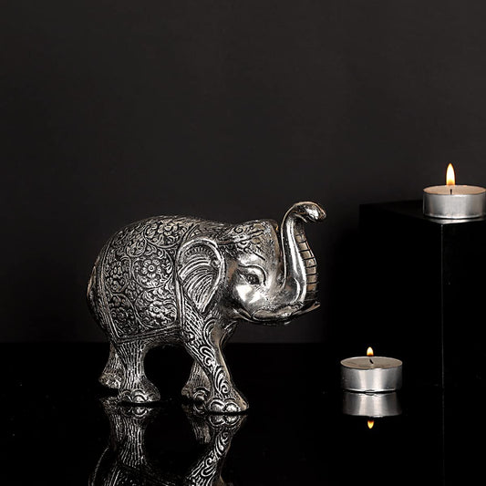 Aluminium Elephant Silver Plated || Height: 3.5 - Length: 5