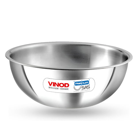 Vinod Platinum Triply Stainless Steel Extra Deep Tasla/Kadai - 26 cm | Fast & Even Heating, Less Oil Healthy Cooking, Induction Base Kadhai for Frying & Dough