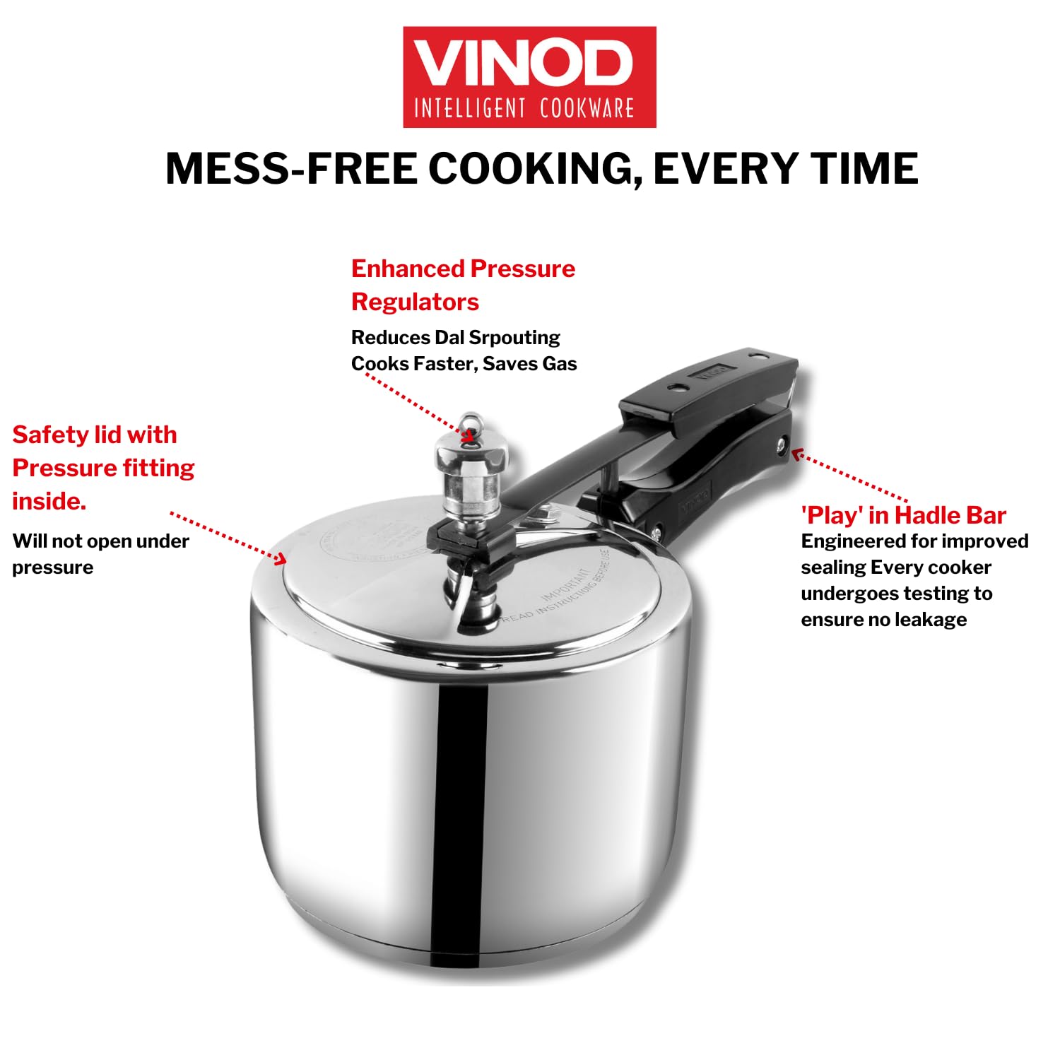 Vinod 2L Stainless Steel Cooker | Sandwich Bottom, Induction