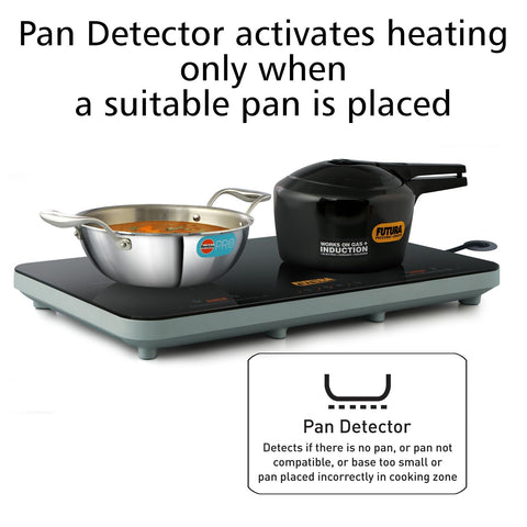 Hawkins Futura Dual Hob Induction Cooktop, 3600-W, Auto Cut-off, Child Lock, Intelligent Boil-Dry Protection, 20 Power Settings, Black (FIC2A1)