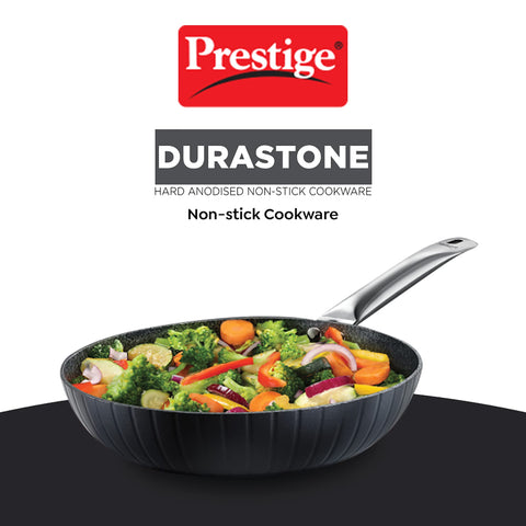 Prestige Durastone 28cm(2.6L) Hard Anodised Fry Pan with 6 Layers Non-Stick Coating|Stainless Steel Stay Cool Handles|Induction & Gas Compatible|2 Years Warranty