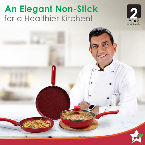 Wonderchef Royal Velvet 4-Piece Cookware Set | Red, Induction Ready
