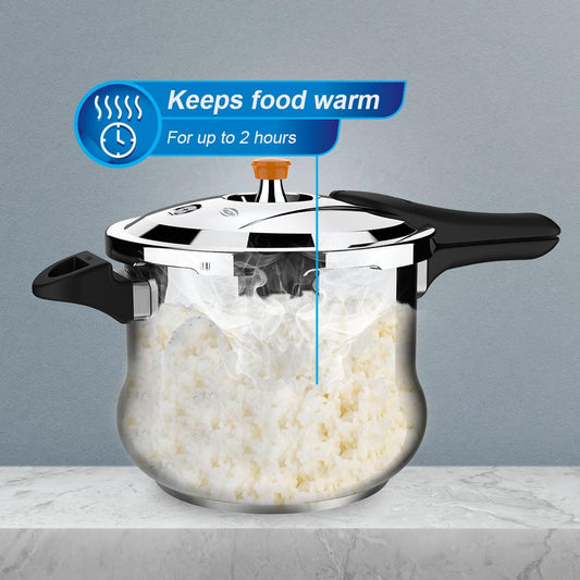 ULTRA Duracook Handi 8 Litre Stainless Steel Pressure Cooker,AISI 304 Food Grade SS, Froth Collector-Spillage Control,Induction Compatible,Imp Bonded Composite Base,ISI,10Y Warranty
