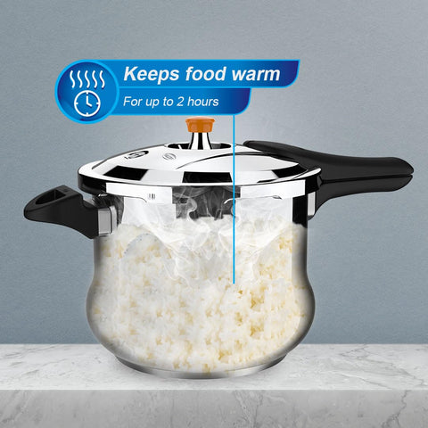 ULTRA Duracook Handi 8 Litre Stainless Steel Pressure Cooker,AISI 304 Food Grade SS, Froth Collector-Spillage Control,Induction Compatible,Imp Bonded Composite Base,ISI,10Y Warranty