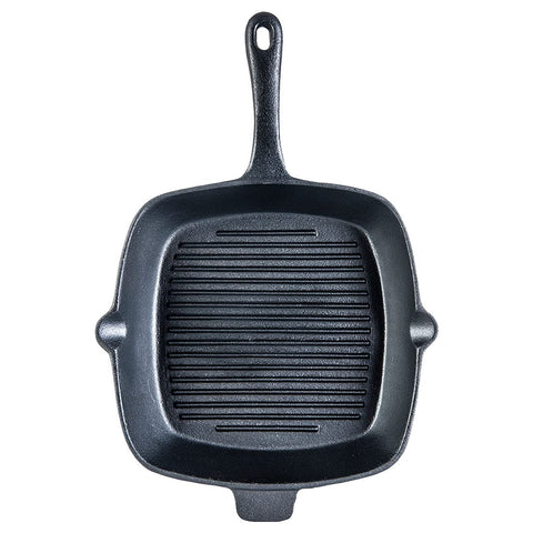 Wonderchef Forza Cast-Iron Grill Pan, Pre-Seasoned Cookware, Induction Friendly, 26cm, 3.8mm With Lifetime Exchange Warranty (Black)