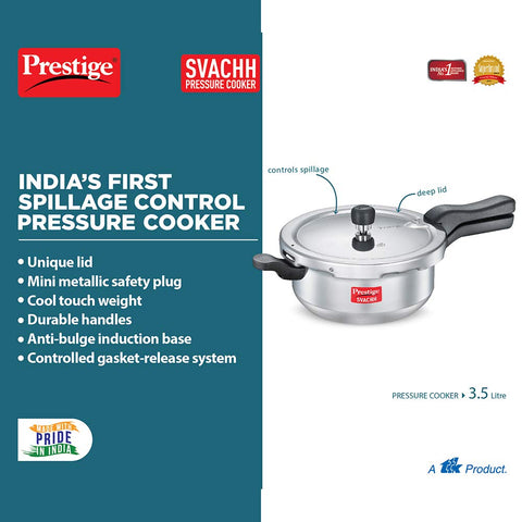 Prestige Svachh Aluminium Outer Lid Pressure Cooker 3.5 L (Silver)