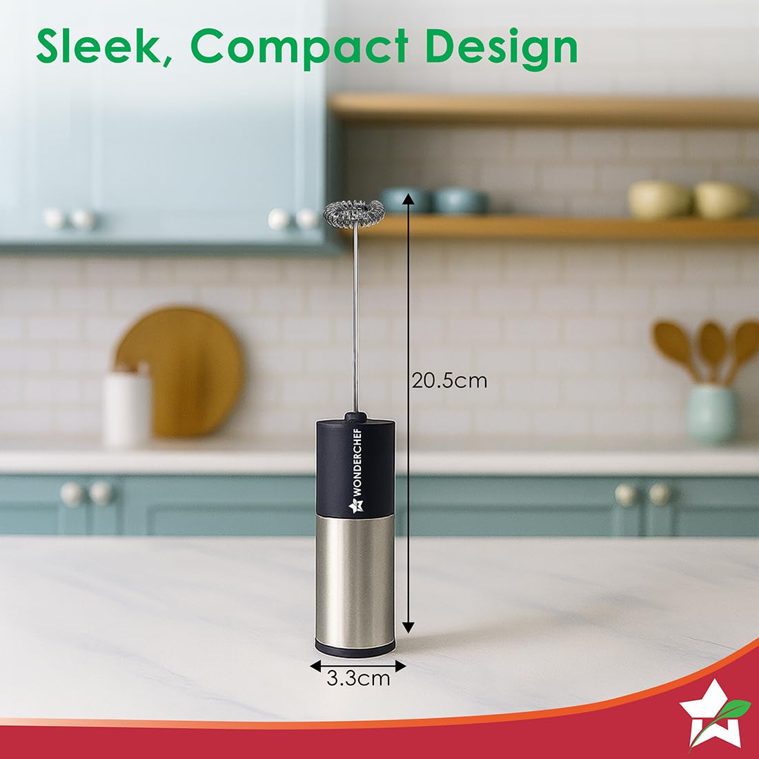 Wonderchef Regalia Handheld Milk Frother – Battery Operated, Black