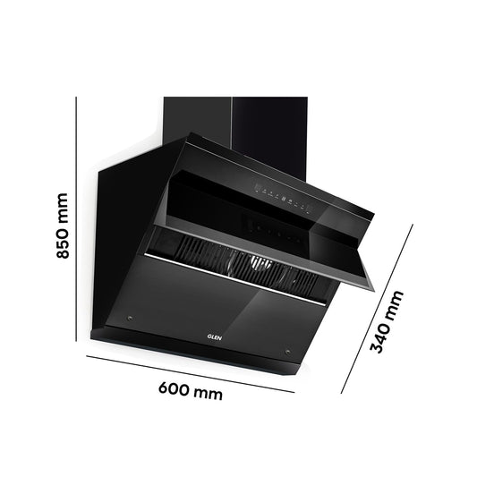 Glen Chimney Auto Clean Vertical Glass Chimney for Kitchen Filter-less with Heat Sensor, BLDC Motor 1600 m³/h - 60cm (CH 6073 HSR DC AC)