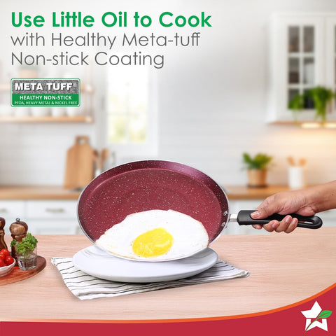 Wonderchef Bandhan Non-Stick Cookware 4 Pc. Set | Fry Pan, Dosa Tawa, Kadhai with Glass Lid | Healthy, Low Oil Meals | Scratch-Resistant | Gas & Induction Compatible | Easy to Clean