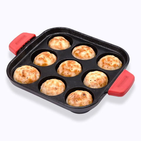 Wonderchef Forza Cast-Iron Paniyarakal | Square | Heavy-Duty Cast-Iron | for Paniyarams, Bondas | Naturally Non-Stick | Uniform Heating, Slow Cooking | Chemical-Free