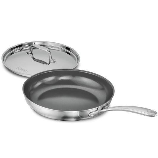 TRAMONTINA Fusao Healthy Triply Ceramic 24Cm Frypan EX+ With Ss 304 Lid | Non Toxic (PFAS/PTFE/PFOA Free) Omlete Pan | Saute | Induction Friendly | Stay Cool Handle I 10 Year Warranty*, Silver