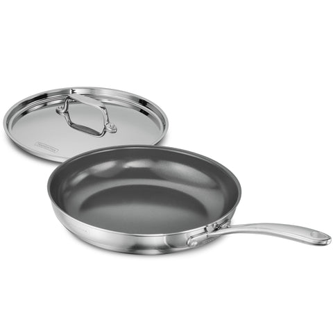 TRAMONTINA Fusao Healthy Triply Ceramic 24Cm Frypan EX+ With Ss 304 Lid | Non Toxic (PFAS/PTFE/PFOA Free) Omlete Pan | Saute | Induction Friendly | Stay Cool Handle I 10 Year Warranty*, Silver