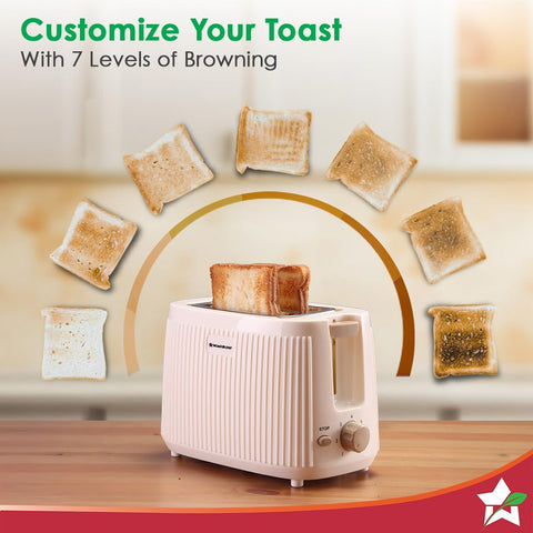 Wonderchef Regalia 2-Slice Pop-up Toaster with Lid Cover, 7 Browning Options for Golden Crispy Bread Toasts, Mid-Cycle Cancel Function, Slide-out Crumb Tray, 2-Yr Warranty, Ivory, Electric Toaster