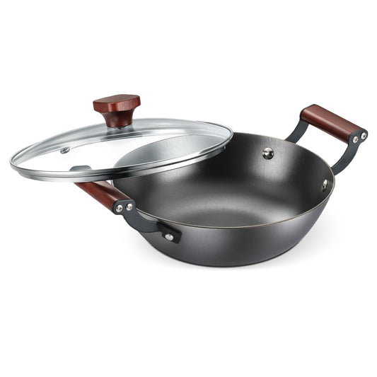 Prestige Nitride Lightweight Cast Iron Kadai 24cm/2.4L with Glass Lid | Castlite Series | Durable & Easy to Clean | Enamel Coated | Gas & Induction Compatible | 15Y Product Warranty