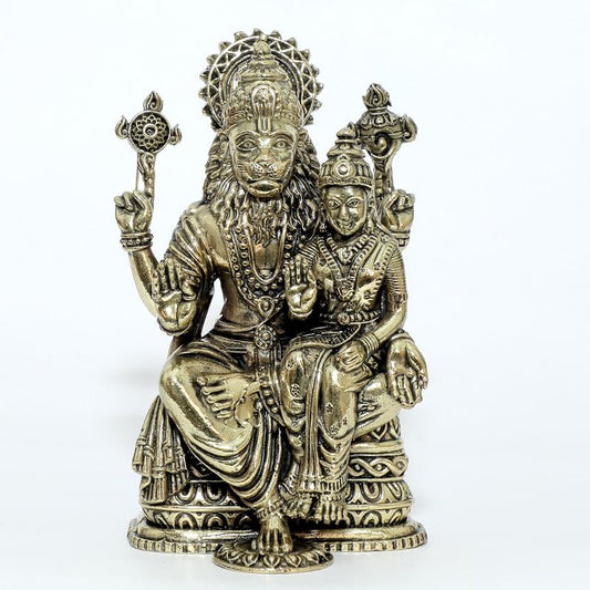 KALARAMBH Brass Narshimha Laxmi Ji Idol | God Murti - Diwali Home Decoration Pooja Showpiece Statue for Home Office Pooja 3.8 Inch | Pack of 1