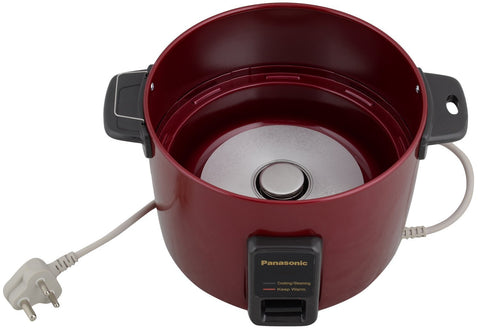 Panasonic SR-WA10HS | 1.0 Litre Capacity or 600 Grams Raw Rice Cooking | 450 Watts | Automatic Rice Cooker |Auto Switch Off | With Steamer | 5 hours Keep Warm | (Burgundy)