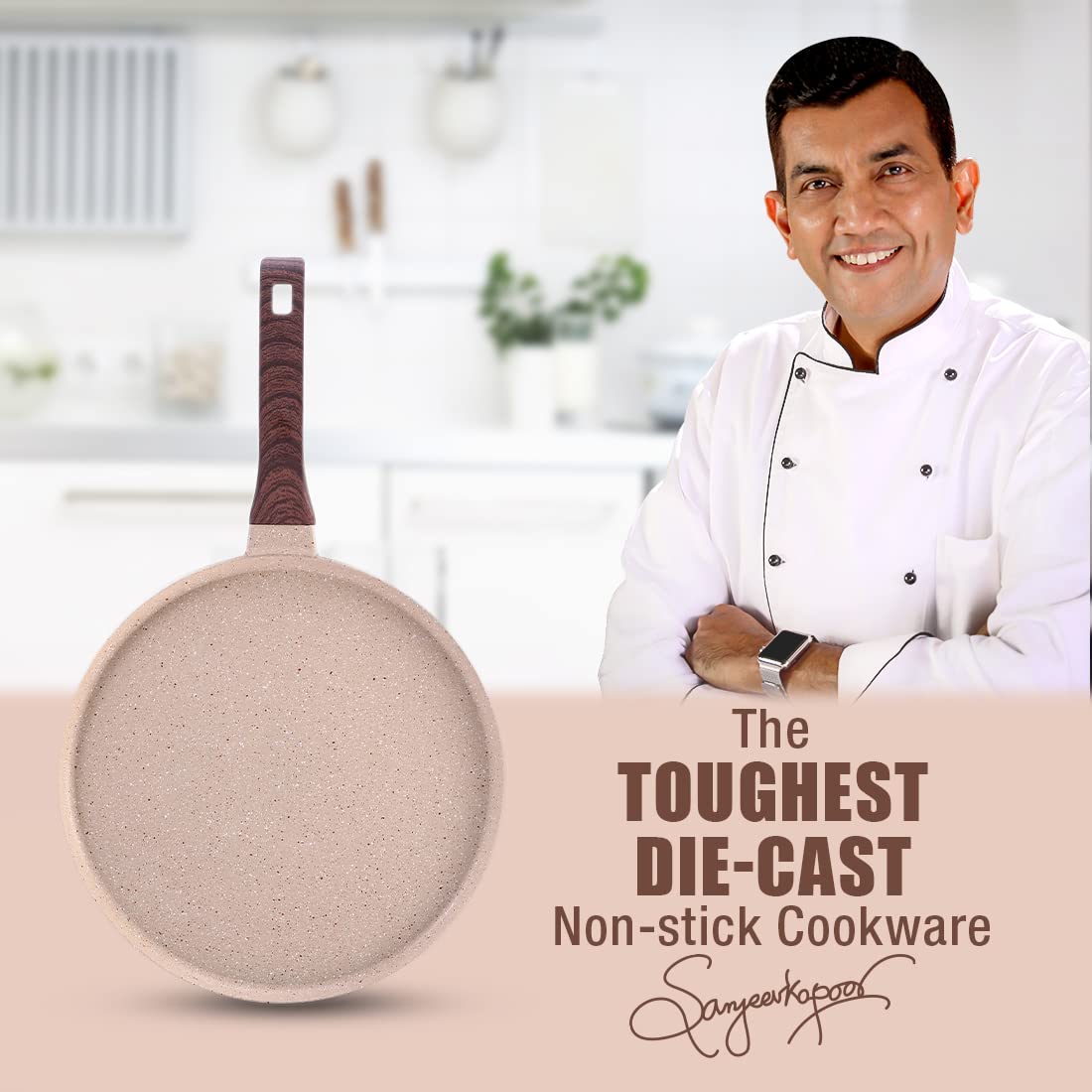 Wonderchef Duralife 28 cm Die-Cast Non-Stick Dosa Tawa – Ivory
