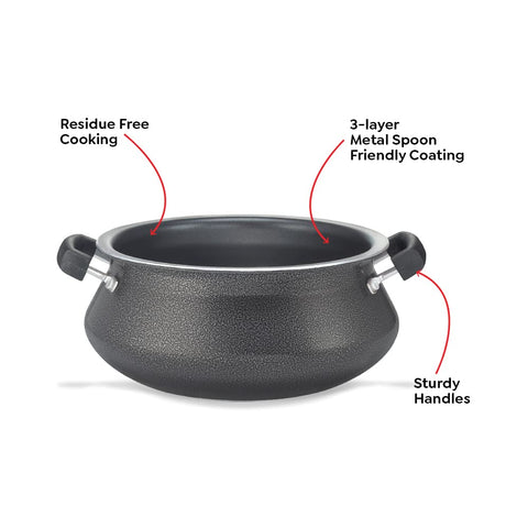 Prestige Omega Select Plus Non Stick Mini Handi with Ss Lid,Aluminium,Black,2.5 Liter
