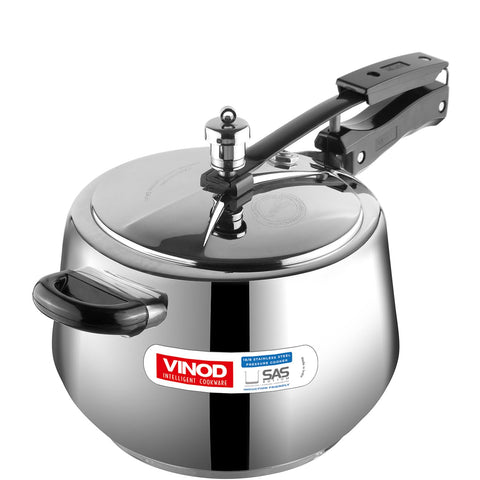 Vinod Europa Stainless Steel Inner Lid Pressure Cooker - 5 Litre | Handi Shape | Sandwich Bottom Cooker | Induction and Gas Base | ISI and CE certified - 2 Years Warranty