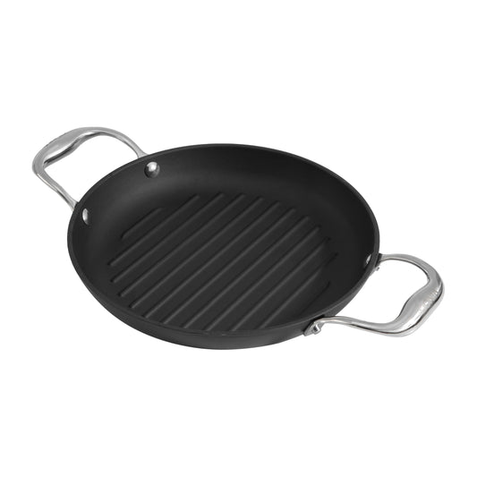 Vinod Ferona Lightweight Cast Iron Grill Pan - 1.2 L, 24 cm | No Seasoning Required | Naturally Stick-Free | Steel Handle | Metal Spoon Safe | Gas, Induction Base | PTFE & PFOA Free | 2-Year Warranty